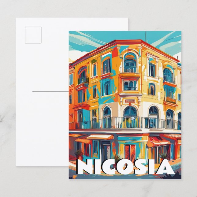 Cartão Postal Nicósia, Capital de Chipre (Frente/Verso)