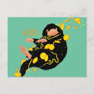 Cartão Postal Niffler Flutuando Com Dourado