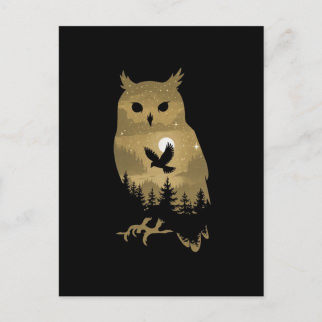 Cartão Postal Night Owl Silhouette (Frente)