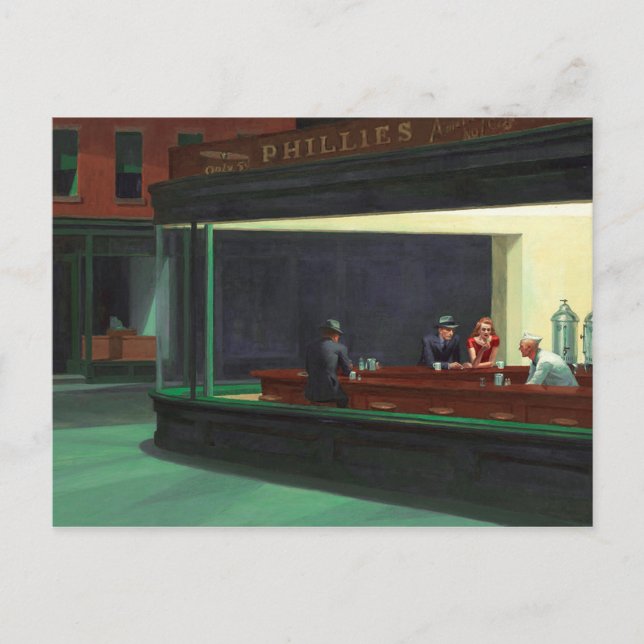 Cartão Postal Nighthawks ~ Edward Hopper 1942 (Frente)