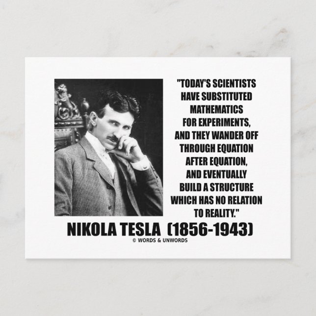 Cartão Postal Nikola Tesla Scientists Equação Sem Relação Citaçã (Frente)