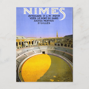 Cartão Postal Nimes France Viagens vintage Restaurado