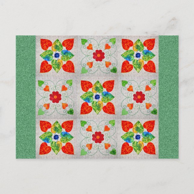 Cartão Postal Nine Patch Heart Quilt (Frente)