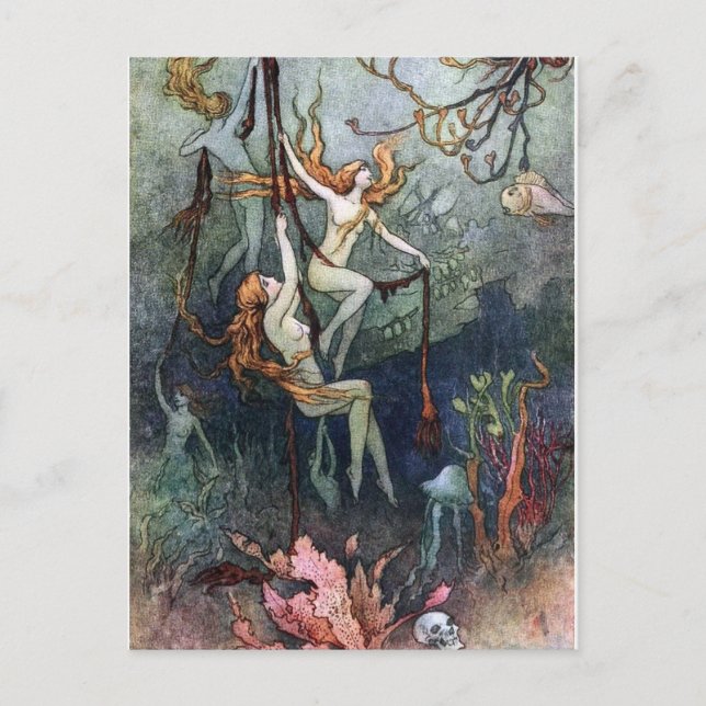 Cartão Postal Ninfas Florestais Vintage (Frente)