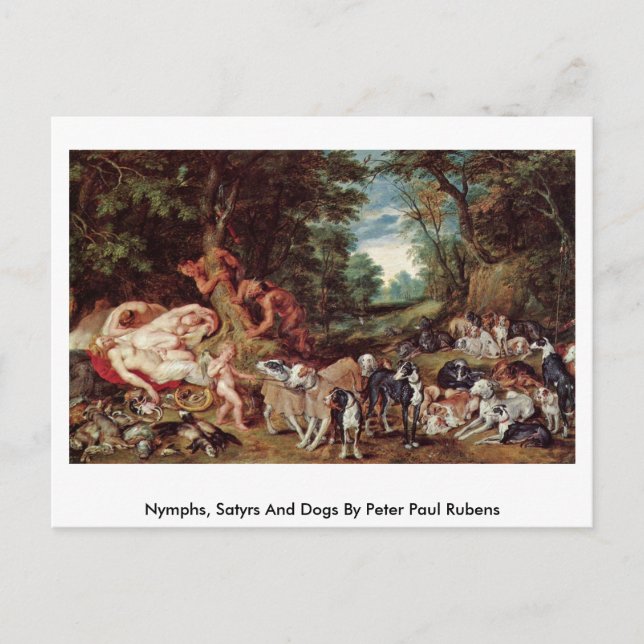 Cartão Postal Ninfhs, Satyrs E Cães De Peter Paul Rubens (Frente)