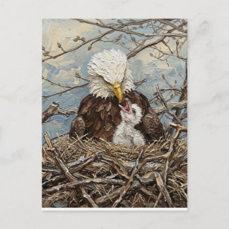 Cartão Postal Ninho de Águia Americana Aquarela Mensagem Persona