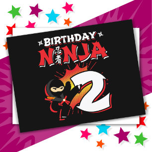Cartão Postal Ninja estilo história em quadrinhos de 2 anos de i