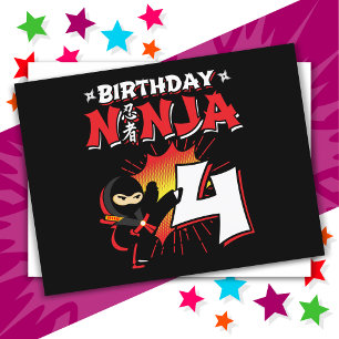 Cartão Postal Ninja Estilo Quadrinhos de 4 Anos de Idade para 4º
