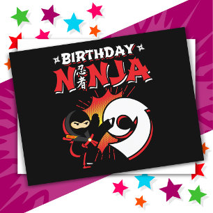 Cartão Postal Ninja Estilo Quadrinhos de 9 Anos de Idade para An