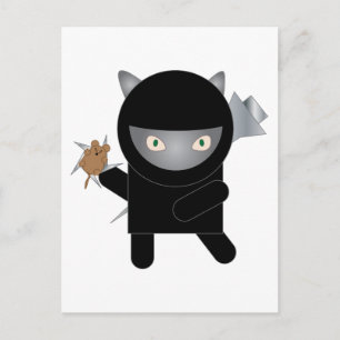 Cartão Postal Ninja Kitty Cat Kawaii Cute