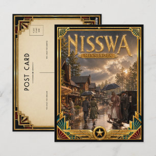 Cartão Postal Nisswa Minnesota Arte Deco Vintage Idade Dourada