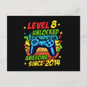 Cartão Postal Nível 8 Desbloqueado Incrível Jogo de Aniversário 