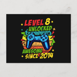 Cartão Postal Nível 8 Desbloqueado Incrível Jogo de Aniversário 