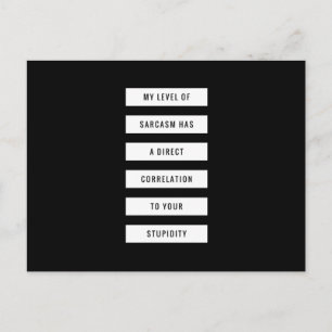 Cartão Postal Nível De Sarcasmo Sua Estupidez Engraçada