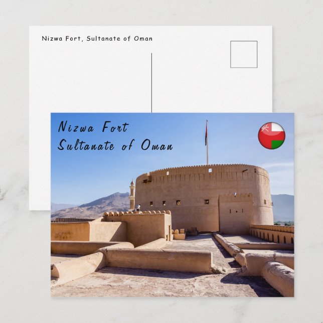 Cartão Postal Nizwa Fort em Nizwa, Omã (Frente/Verso)