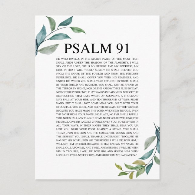 Cartão Postal NKJV Psalm 91 (Frente)
