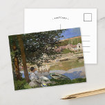 Cartão Postal No Banco do Sena | Claude Monet<br><div class="desc">Na Margem do Sena, Bennecourt (1868), ou Rio Cena em Bennecourt, está um pintura de canvas do pintor impressionista francês Claude Monet. A trabalho de arte retrata a futura esposa de Monet, Camille Doncieux, olhando de uma ilha no Sena para a aldeia de Gloton, nos arredores de Bennecourt. Use as...</div>