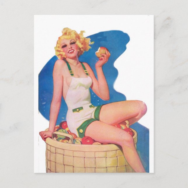Cartão Postal No Carrinho de Maçãs (Frente)