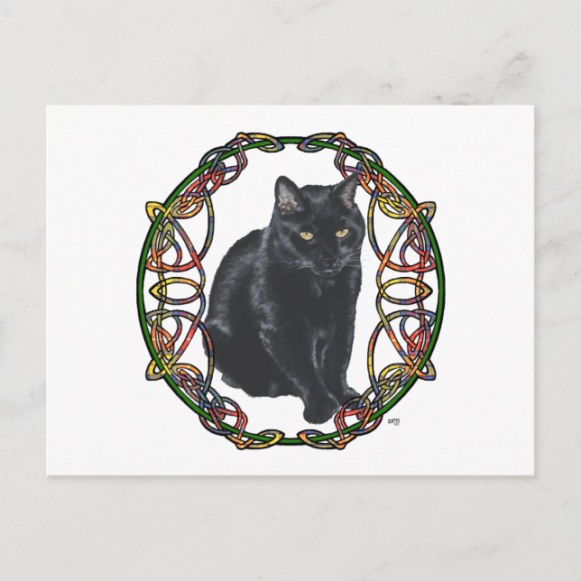 Cartão Postal Nó Celtico de Gato Preto (Frente)