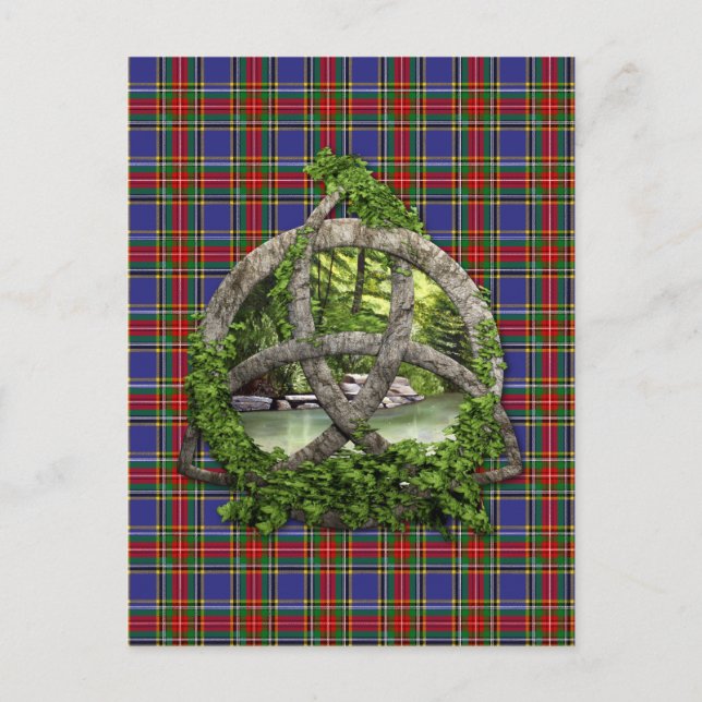 Cartão Postal Nó da trindade e Tartan celtas de Macbeth do clã (Frente)