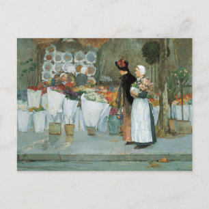 Cartão Postal No Florista por Childe Hassam, Vintage Fine Art