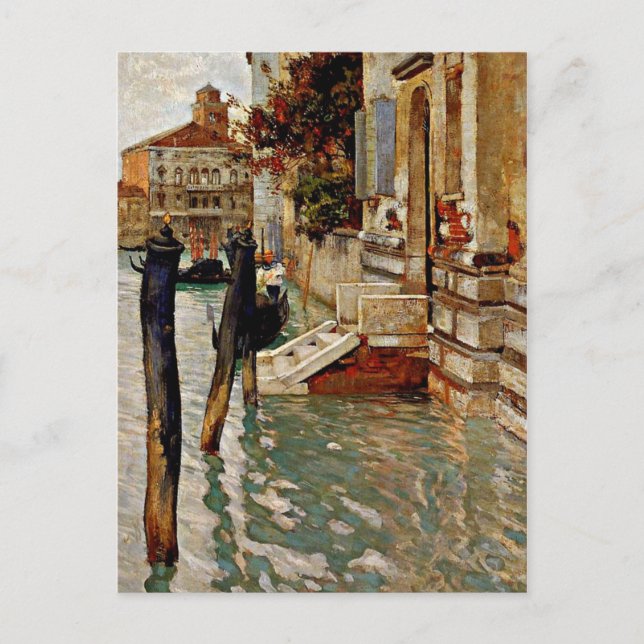Cartão Postal No Grande Canal, Veneza--pintura de Frits Thaulow (Frente)