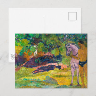 Cartão Postal No Jardim de Baunilha, Homem e Cavalo   Gauguin  