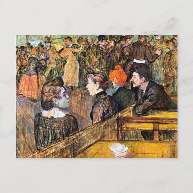 Cartão Postal No Moulin de la Gallette, por Toulouse-Lautrec (Frente)