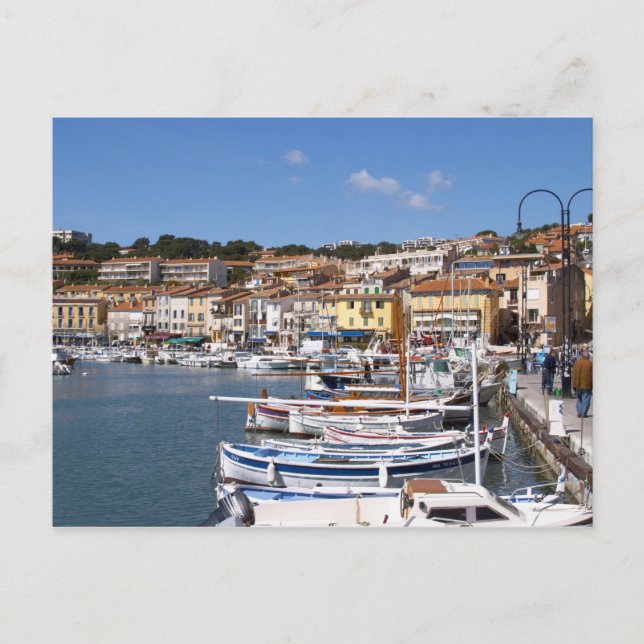 Cartão Postal No porto da vila Cassis. Pesca e (Frente)