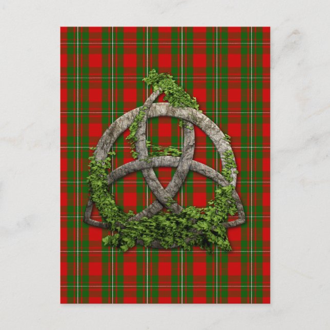Cartão Postal Nó Triplo Celta e Tartan do Clã MacGregor (Frente)