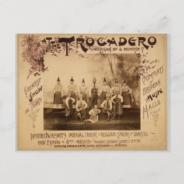 Cartão Postal No Trocadero, "Michigan Ave & Monroe" Vintage (Frente)