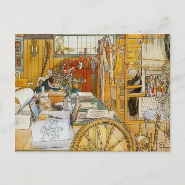 Cartão Postal No workshop com a mãe (Frente)