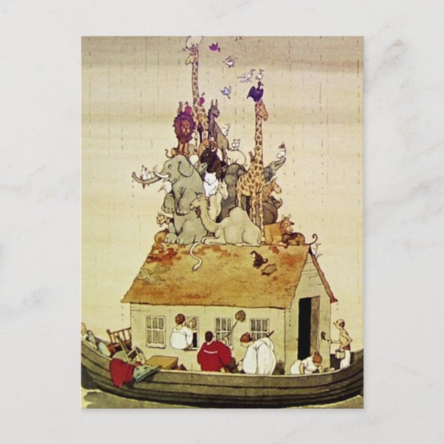 Cartão Postal "Noah's Ark" por W Heath Robinson (Frente)