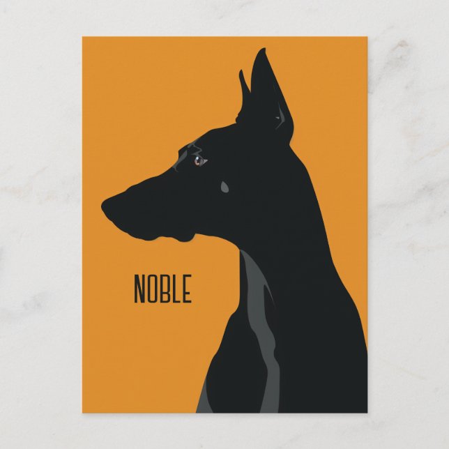 Cartão Postal Noble Black Doberman (Frente)