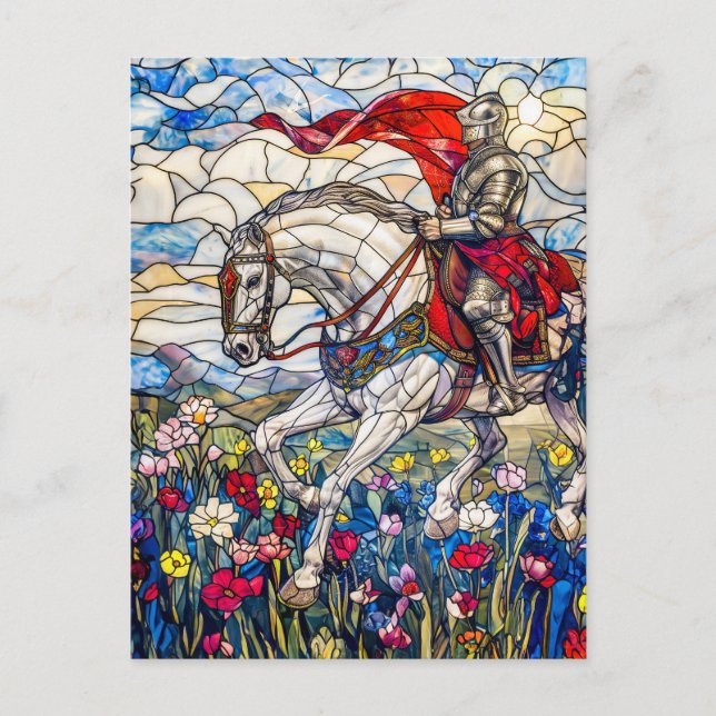Cartão Postal Noble Knight em Armor no Cavalo (Frente)