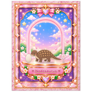 Cartão Postal Nodosaurus Dinossauro, Arte Kawaii