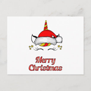 Cartão Postal Noel Claus Unicorn Geek de Natal Ideia Engraçada