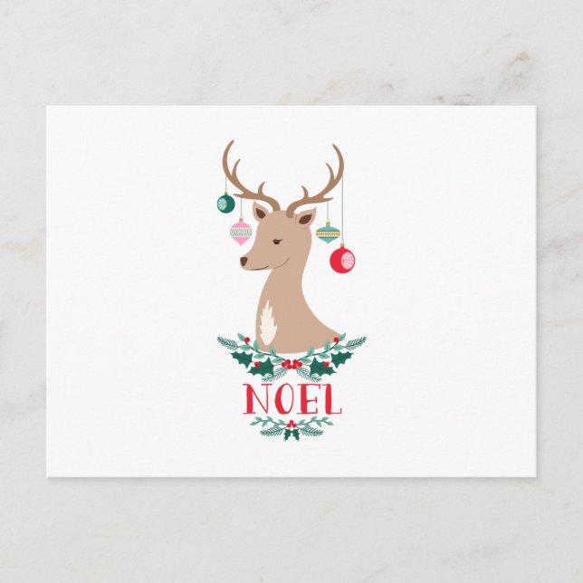 Cartão Postal Noel Reindeer (Frente)