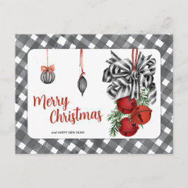 Cartão Postal Noël Simples Preto e Branco
