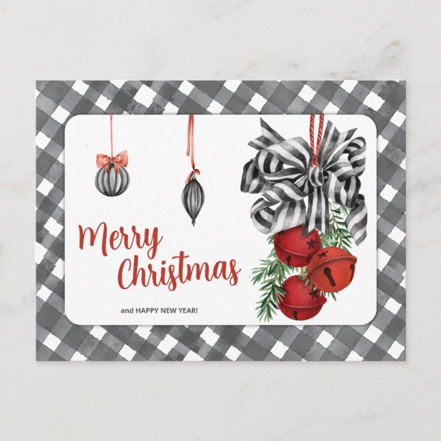 Cartão Postal Noël Simples Preto e Branco (Frente)