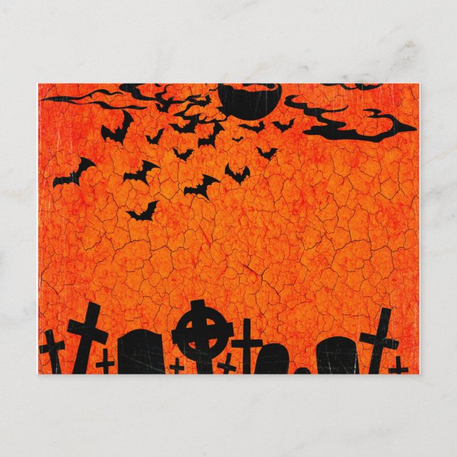 Cartão Postal Noite Assustadora de Halloween (Frente)