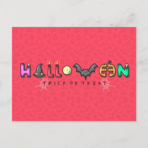 Cartão Postal Noite Assustadora de Halloween com Corujas