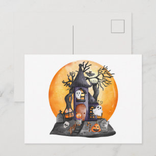 Cartão Postal Noite Assustadora de Halloween: Travessuras ou Gos
