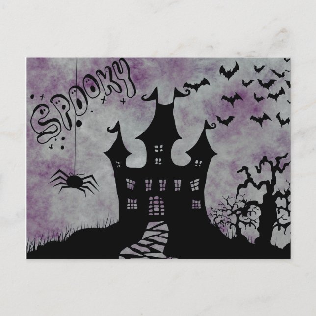 Cartão Postal Noite Assustadora do Halloween (Frente)