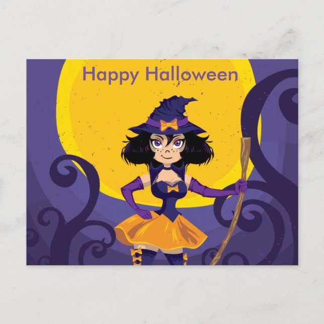 Cartão Postal Noite Assustadora do Halloween (Frente)