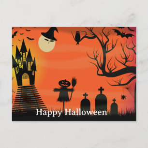 Cartão Postal Noite Assustadora do Halloween