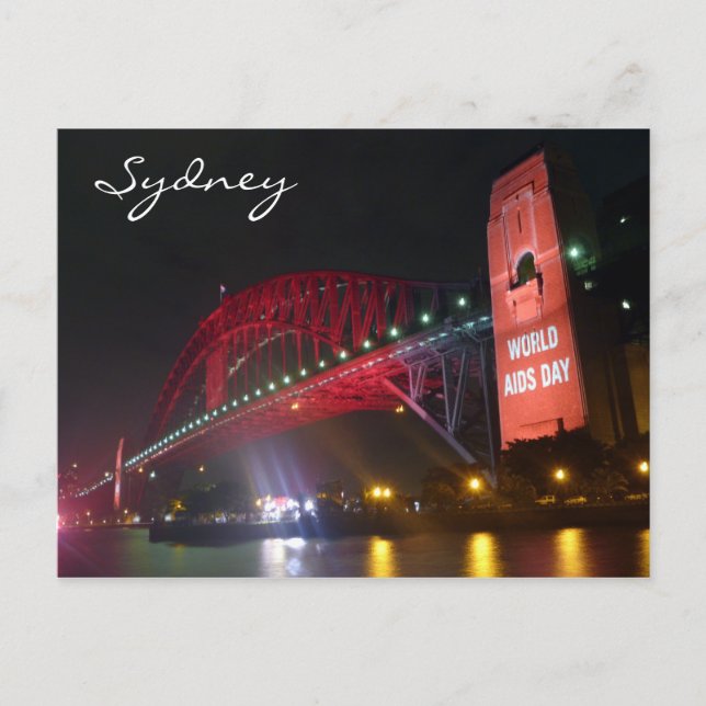 Cartão Postal noite da ponte de sydney (Frente)