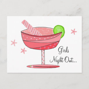 Cartão Postal Noite das Meninas da Bebida Rosa