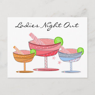 Cartão Postal Noite das Senhoras com Drinks Elegantes