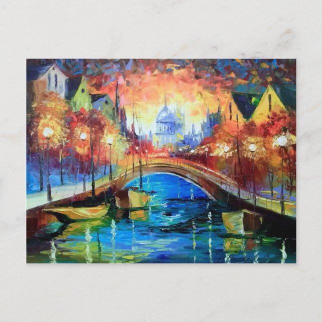 Cartão Postal Noite de Amsterdã (Frente)